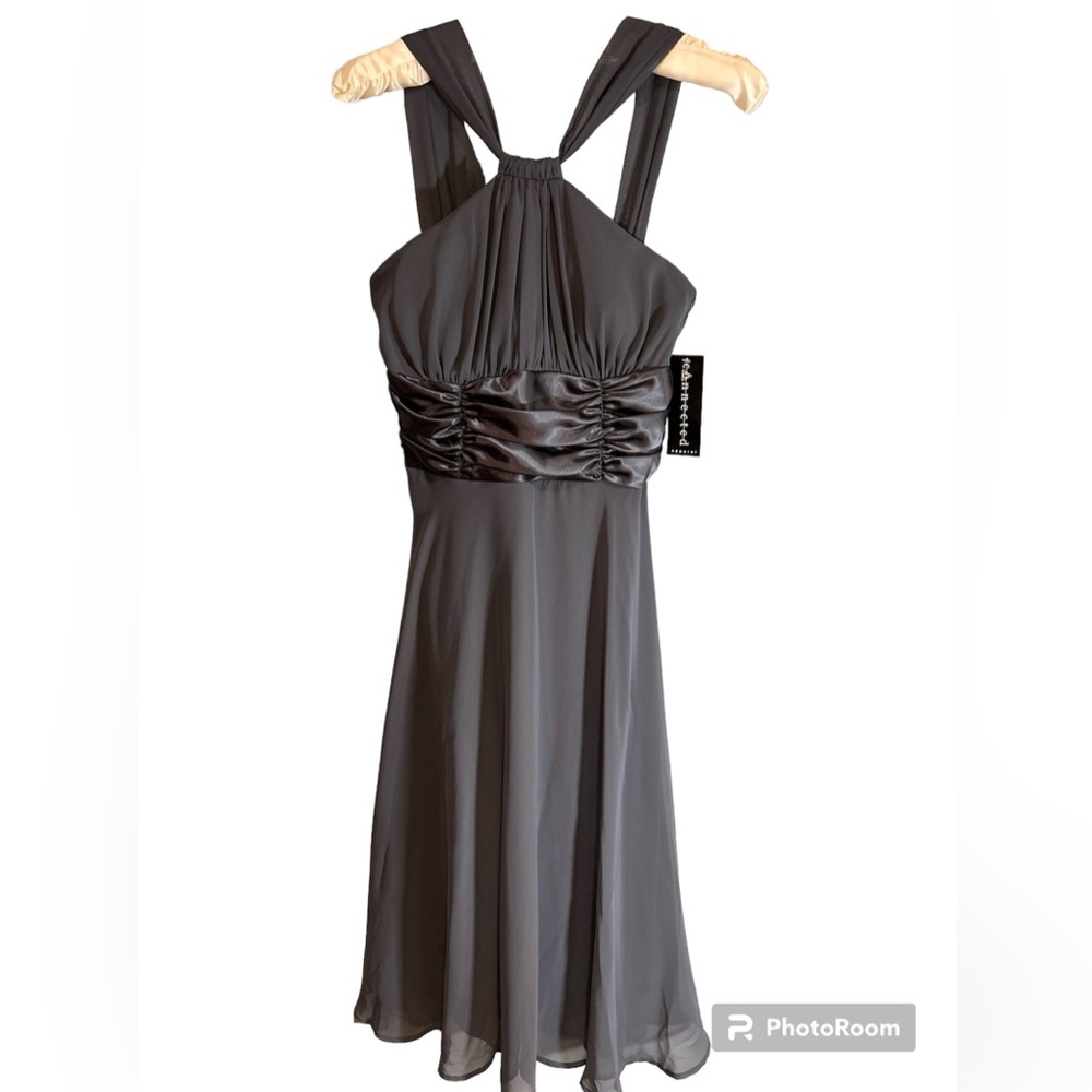Connected Apparel dress women SZ 6 Gray Chiffon Prom Wedding Formal Empire Waist